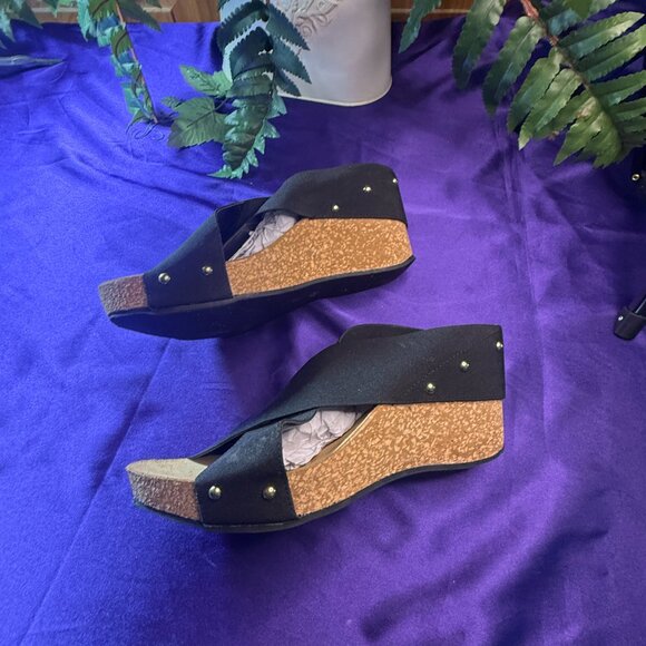 πCato Wedge Sandals Cork Heel Platform Slip-On with Elastic Straps - Picture 2 of 10